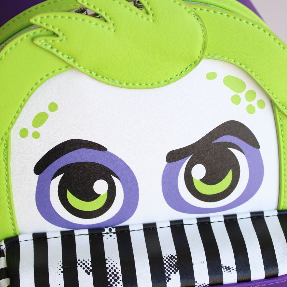 Loungefly Beetlejuice Backpack, New With Tags, Green and Purple, Pockets - Picture 4 of 12